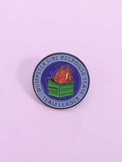 1pc Personalized DIY Trash Can Flame Slogan Cartoon Metal Brooch, Versatile Decoration For Clothes & Bags, Unisex