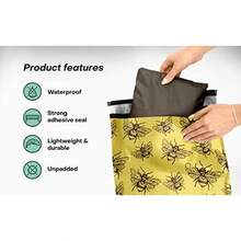 Package Mint Bees Poly Mailers 10x13 100 Pack Size 4 Shipping Bags w/Self Seal Adhesive Strip Honey Bee Gift - Bee Mailer Envelopes Mailers with Bees Shipping Bags for Small Business - Abejas - Ver 4