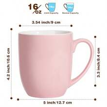 Urbanstrive - Juego de 4 tazas de café grandes de cerámica de 16 onzas tazas de café blancas tazas de té idea de regalo para mujeres y hombres regalos de calentamiento de la casa nuevo hogar - Rosa - Ver 2