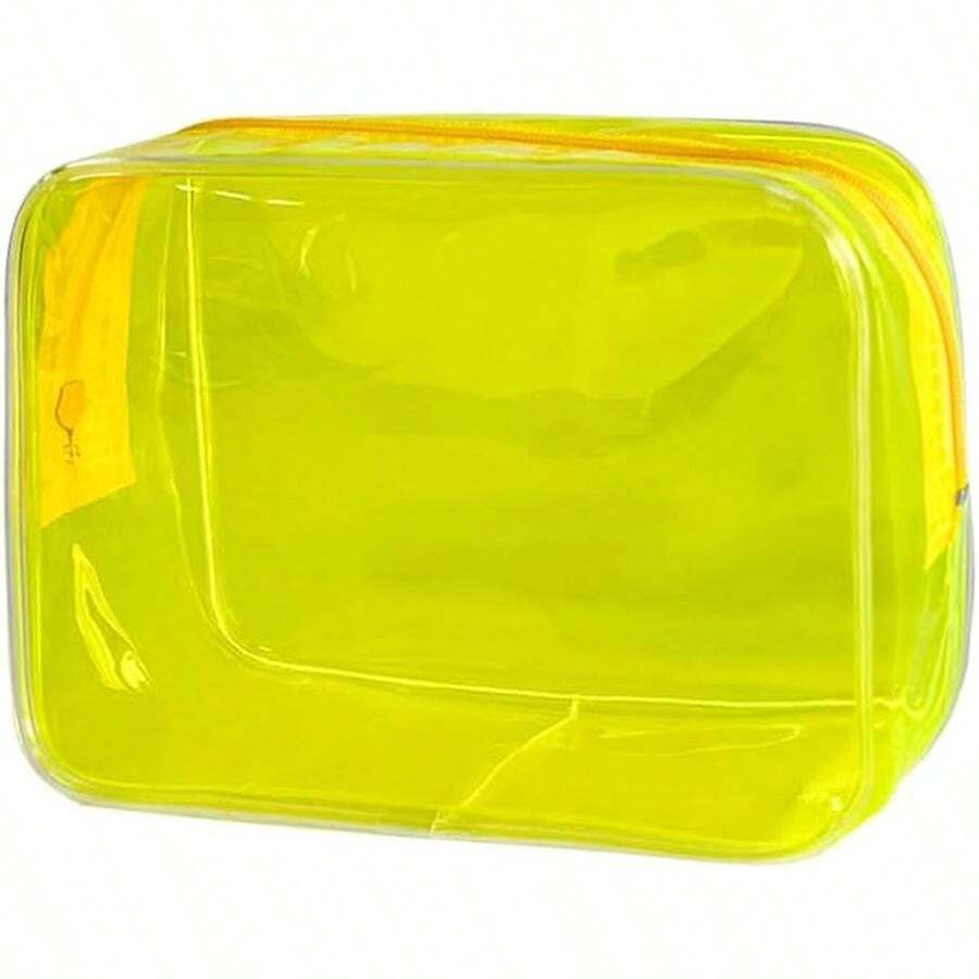 Neon Pouch Small, Makeup Bag, 7"X2.3"X4.7" Size TSA Approved Toiletry Bag, Clear Travel Bags For Toiletries, Clear Cosmetic Bag For Women And Men Small (Transparent (Black Bone)) - 黑色 5 件裝 - 查看 1