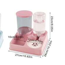 2-In-1 Automatic Dog Food Bowl, Pet Cat Water Dispenser, Cute Dog Feeder, Elevated Food Bowl - 1L - View 2