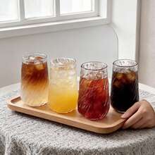 1/2/4pcs Set Elegant Tornado Glass Cup, 420ml/14.3oz Innovative Cocktail Glass, Engraved Beer Mug, Clear Coffee Cup, Beverage Cup, Iced Tea Cup, Tea Set Container, Portable Insulated Coffee Container, Milk Tea Cup. Reusable Glass Cup. - Multicolor - View 9