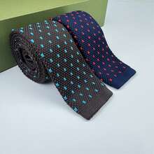 男士刺绣领带一条，适合：婚礼、商务、休闲、派对等场合。图案窄领带，易于打理，抗皱，条纹波点复古领带，领带夹领带架套装，休闲涤纶领带 - 彩色 - 查看 2