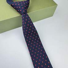 男士刺绣领带一条，适合：婚礼、商务、休闲、派对等场合。图案窄领带，易于打理，抗皱，条纹波点复古领带，领带夹领带架套装，休闲涤纶领带 - 彩色 - 查看 8