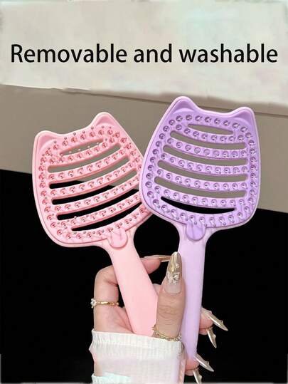 2 piezas de peine esponjoso de autolimpieza, peine con forma de hueso de gran tamaño, peine para peinado esponjoso de corona alta, peine de masaje para cabello largo y rizado