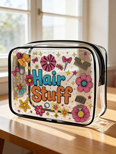 1pc Transparent Zippered Tote Storage Bag Toiletry Bag - Lightweight Travel Bag With Cable Management, Clear Toiletry & Charger Case For Tech Devices, Airports, Daily Use - Easy-Clean Zipper Closure, Modern Tech Design, Designed For Professionals &