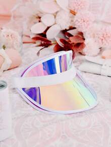 1pc Candy-Colored Sun Hat, Oversized Brim Sports Open-Top Hat, Party Sun Hat, Decorative Hat, Waterproof And Sun-Proof Hat, Holographic Sun Hat, Suitable For Summer Parties, Travel, Beach, Vacation, Holiday Gift For Women, Travel Gift - Laser Version - View 7
