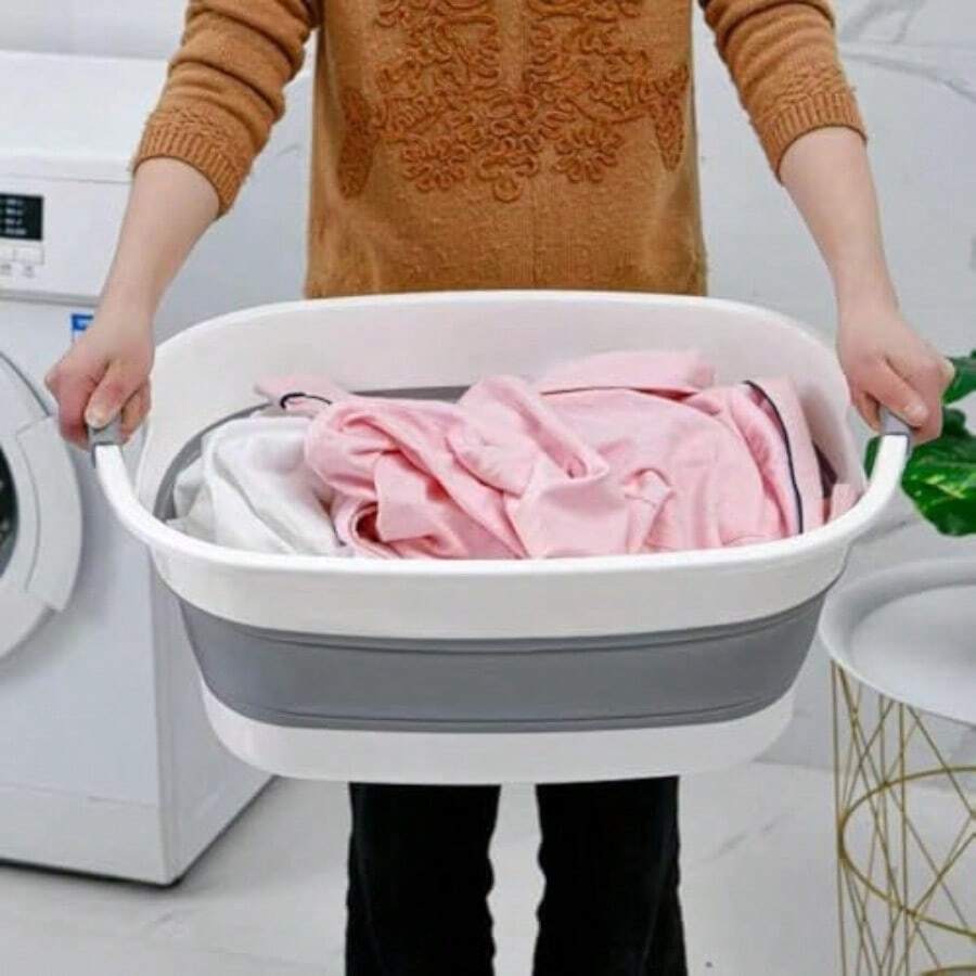 QICHEN Cesta Plegable de plástico para la Colada contenedor de Almacenamiento Plegable y Organizador Portátil y ahorro de espacio 60CM*40CM Gris - Gris - Ver 1