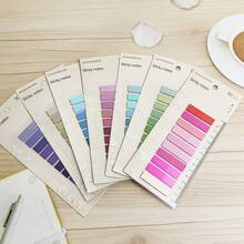 6pcs/7pcs Gradient Color Sticky Notes - Transparent PET Index Tabs With Ruler, Essential For Back To School - Multicolor - View 13