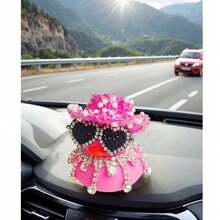 黑色菱形橡胶鸭汽车装饰 - 趣味办公礼物，酷炫仪表盘装饰，适用于汽车配件，黑色鸭身独特设计，耐用PVC材质，易于安装，强烈推荐，汽车装饰，汽车必备，可爱风格汽车配件，摩托车和自行车装饰 - 多色 - 查看 4