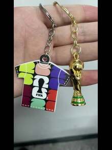 Gift For Her/Him: 2-Piece "Keychain Set" Including 2026 World Cup Keychains, World Cup Footballs, World Cup Trophy Keychains, Fan Merchandise, Exclusive Fan Cheering Decorations, World Cup Pendants, And Small Gifts For Fan Events. - Gold - View 6