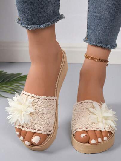 Giày sandal đế xuồng mùa hè mới dành cho nữ, giày cao gót thời trang đi biển.