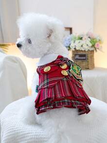 1pc Pet Dress, Cute Dress Clothes For Small Dogs & Cats - Red - View 2