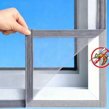 1片装防蚊虫纱窗，透明玻璃纤维网，黑/灰色，夏季防蝇防蚊 - 灰色 - 查看 3