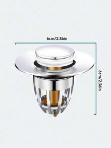 1/2个通用浴室水槽排水塞，带毛发收集器、弹簧式浴缸排水盖、塑料芯弹跳式水槽塞、水槽排水过滤器、按压式水槽塞、浴室配件、浴室用品 - 彩色 - 查看 8