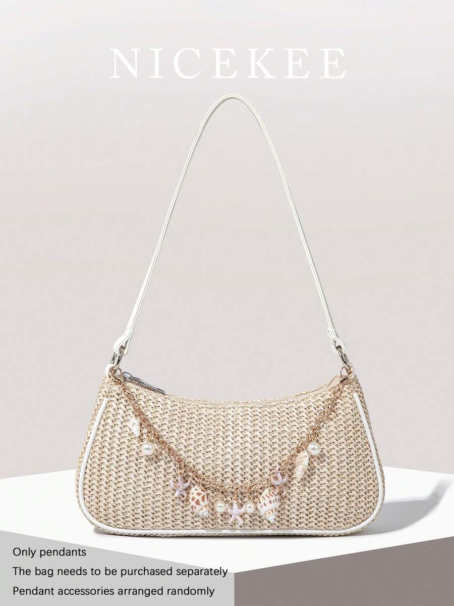 Phụ kiện túi hình sao biển và ngọc trai, thiết kế thời trang và độc đáo, mặt dây chuyền nhẹ nhàng và thanh lịch, móc khóa tinh tế và cá tính, thích hợp cho mua sắm, kỳ nghỉ biển, dạo chơi hàng ngày. - Nhiều màu - Xem 1