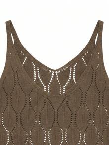 Abito casual da donna con scollo a V, tinta unita, orlo con spacco, tutto bianco per l'estate, crema gialla per il ritorno a scuola in autunno, abito lungo elegante per feste in autunno/inverno (motivo casuale), vacanza al mare - Cachi - Visualizzare 9