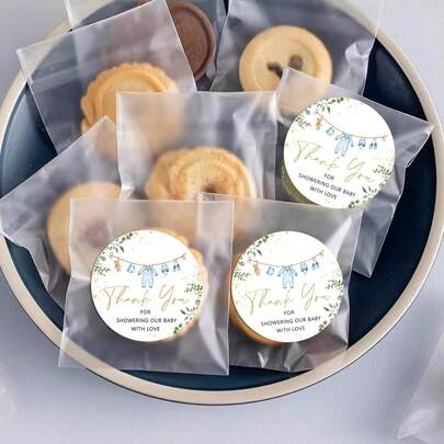 It's A BoyBlue BabyShower Stickers Thank You Sticker 2 Inch Cute Blue Clothes Round Adhesive Label Decals For Boy Birthday Party Decorations