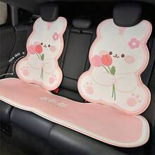 Cute Pink Rabbit Car Seat Cover, Breathable Mesh Cushion, Cartoon All Season Universal Car Seat Pad - Honeycomb - View 10