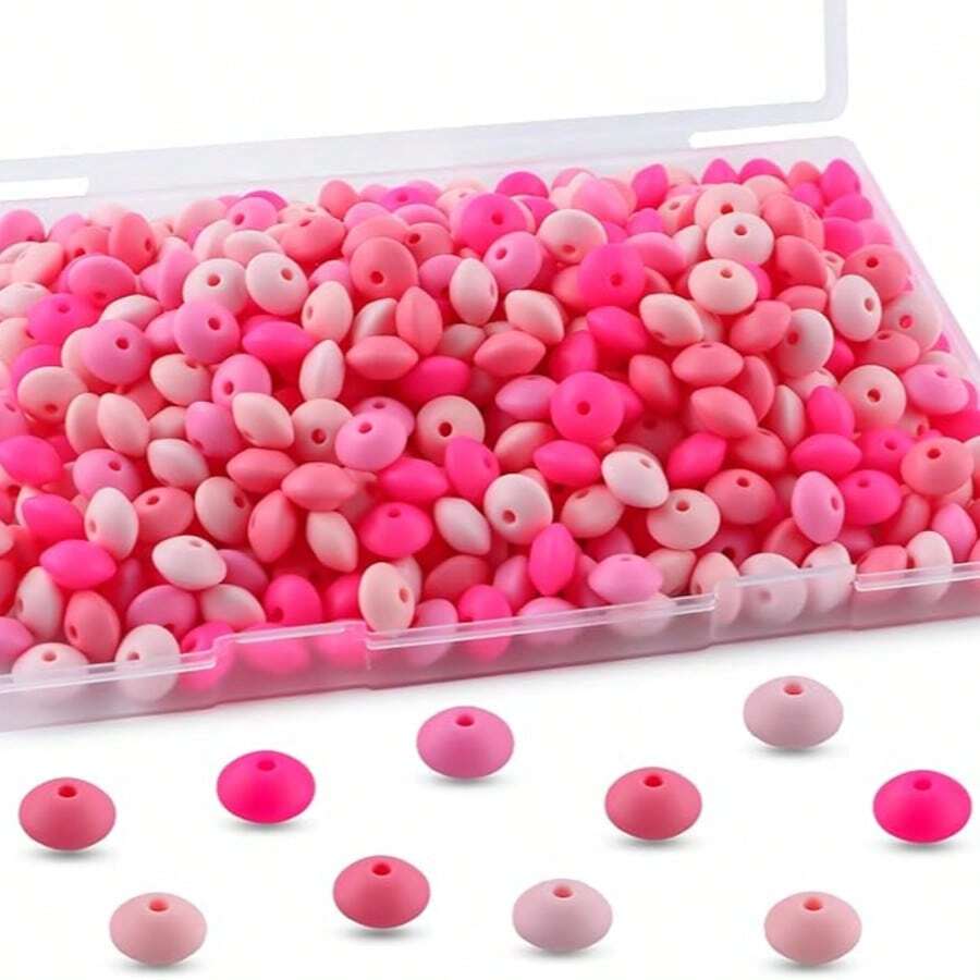 100 piezas de cuentas de silicona redondas planas de 12mm, cuentas de silicona de color rosa intenso mezclado para manualidades DIY, cadenas de teléfono, pulseras, collares, llaveros, joyería, artesanías, encantos de bolso - rosa intenso - Ver 1