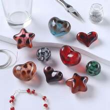 新款豹纹亚克力散珠心形星形透明直孔DIY手机链串珠材料 - 彩色 - 查看 5