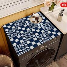 1pc Silica Gel Cushion Mat With Cozy Family Scene Printed, Suitable For Washing Machine, Dryer, Coffee Maker, Kitchen Counter, Multi-Purpose Household Mat - Indigo Batik Pattern - View 6