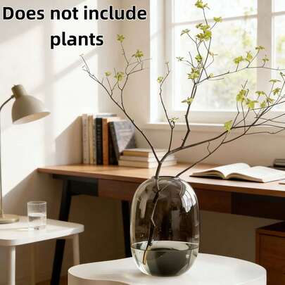 1个优雅装饰艺术风格玻璃圆柱花瓶 - 透明圆形花瓶，装饰花瓶，适用于客厅、办公室和婚礼装饰，花瓶装饰，玻璃水培花瓶