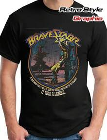 Men's BraveStarr The Legend 1988 Retro Anime T-Shirt - Vintage 80s Graphic Tee With Iconic Logo & Character Art, Yellow Casual & Cosplay Shirt For 80s Nostalgia Fans, BMK03065 (Machine Washable) - màu đen - Xem 1