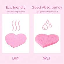 20/50片装 心形压缩洁面海绵 天然洁面海绵 去角质海绵 - 愛心 - 查看 3