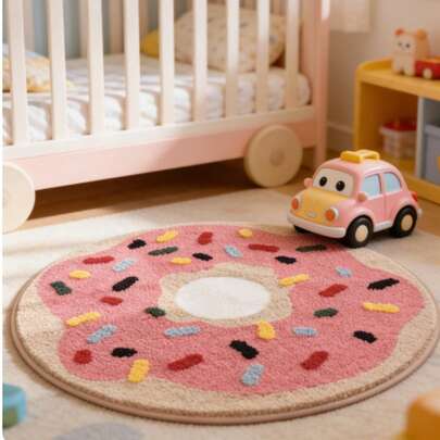 1pc Donut Shaped Kids Room Decorative Carpet, Bedroom Decor, Toy Room Rug, Carpet, Home Decor, Living Room Carpet, Small Living Room Rug, Bedroom Rug, Living Room Home Decor, Outdoor Rug, Washable Carpet