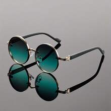 Retro Punk Glasses - Heavy Metal Style And Casual Outfit - Lightweight Round Frame Design - Unisex - Classic Apparel Accessory - Wood Grain Effect - Punk  Accessory - 雙綠色 - 查看 10
