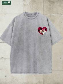 Disney-Heavy Cotton Toy Story Short Sleeved T-Shirt For Men With _TO INFINITY&BEYOND_ Print Oversized Loose Fit Half Sleeved Top For Summer Casual Wear - 灰色 - 查看 5