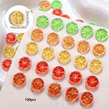 Bộ 20/50/100 món trang trí móng tay bằng nhựa, đồ dùng thủ công tự làm, mũ, kem gel, phụ kiện tóc, nhãn dán điện thoại, lát trái cây mini. - Nghệ thuật vẽ móng hình trái cây - Xem 9