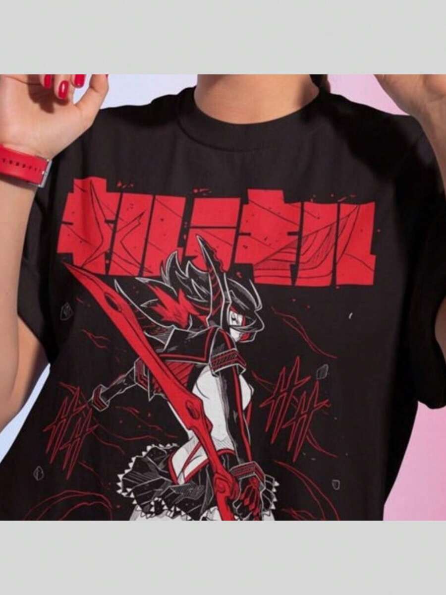 Unisex Kill La Kill Ryuko Matoi Anime T-Shirt, Manga Waifu Shirt - Negro - Ver 1