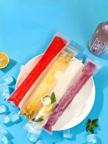 10/50/100pcs Summer Refreshing Transparent Ice Pop Bags, Household Ice Pop Mold, Sealed, Low Temperature Resistant, For Juice, Soda, Fruit, Freezing, Edible Food Preservation, Refrigeration, Freezing - Multicolor - View 6