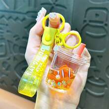 1pc Cute Cartoon Ocean Animal Milk Tea Cup Keychain, Penguin & Whale Pendant Bag Charm, Small Gift - Multicolor - View 13