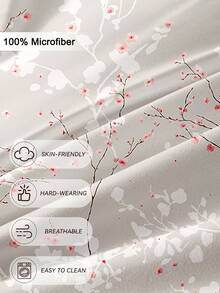 三件套水墨梅花印花被套，采用超柔软透气优质超细纤维面料，四季皆宜，可机洗，不易褪色，不起球，防缩水，抗皱，适合新式中式、现代简约、侘寂和清新风格，易于打理，适用于特大号/大号/标准双人床/单人床，是居家、宿舍、公寓、客房、度假屋、租赁和送礼的理想之选。 - 彩色 - 查看 5