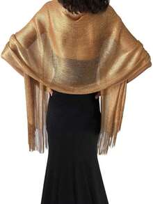Women's Golden Sparkly Shrug - 1pc Boho Style For Formal Occasions, Prom, Party & Bridesmaid Looks - Vàng - Xem 2