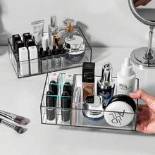 7格加深透明化妆品收纳盒，适用于梳妆台和浴室柜，可收纳口红、化妆刷、护肤品等。 - 彩色 - 查看 3