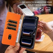 High-Quality Luxury Wallet With Card Slots, Kickstand, Magnetic Flip Cover Leather Phone Case Compatible With IPhone, Business Anti-Drop Protective Cover - Orange - View 3