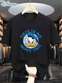 Disney A Men'S T-Shirt Featuring Classic Character Prints, Designed With A Round Neck For Casual Comfort. It'S Breathable And Lightweight, Perfect For Sports And Leisure, Suitable For Women As A Loose Fit, Great For Gifting - màu đen - Xem 1
