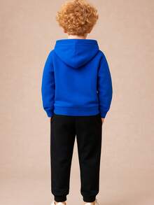 Children's Printed Sweatshirt Set, Blouse And Flannel Trousers - 藍色 - 查看 3