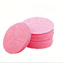 10/25/50PCS Compress Face Wash Puff Natural Wood Pulp Sponge Face Wash Puff Foaming Face Puff Cosmetic Puff Face Cleansing Sponge - Pink - View 3