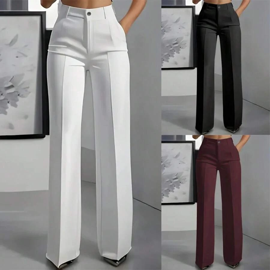 European And American Cross-Border 2025 New Women's High-Waisted, Draped, Straight-Cut, Simple Suit Pants For Women - 黑色 - 查看 1