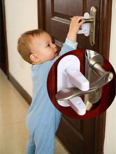 1/2pcs Child Safety Door Knob Lock - Easy Installation, No Damage Adhesive, Multifunctional PVC Protective Device, Matte Surface Design, Ensure Home Safety And Stylish, Door Knob Protector Lock - Multifunctional Safety Lock, Protect Pets, No Drilling Required, Self-Adhesive Installation, No Damage Adhesive, Multifunctional PVC Protective Device, Matte Surface Design, Ensure Home Safety And Stylish