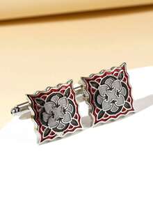 1 Pair Elegant Engraved Copper Square Cufflinks For Men - Multicolor - View 1