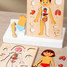 Barnens träpussel, pedagogisk interaktiv låtsasleksak, present till kognitiv utveckling och tillväxt - Multifärgad - Visa 4