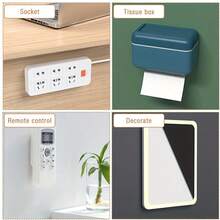 Self-Adhesive Outlet Holder | Self-Adhesive Desktop Outlet Holder, Power Outlet Holder, Wall-Mounted Cable Management, Modern Style, Plastic Material, Multi-Function Hook - Multicolor - View 3