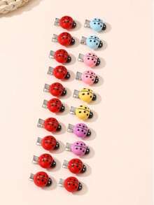 10/20 piezas Conjunto de pasadores de pelo con mariquitas de colores, adecuado para decoración diaria - Multicolor - Ver 4