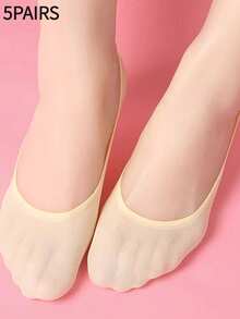 1/5/10双装女士隐形防滑硅胶内衬袜，薄绒低帮踝袜，适合搭配乐福鞋和平底鞋，春夏秋季均适用 - 彩色 - 查看 7